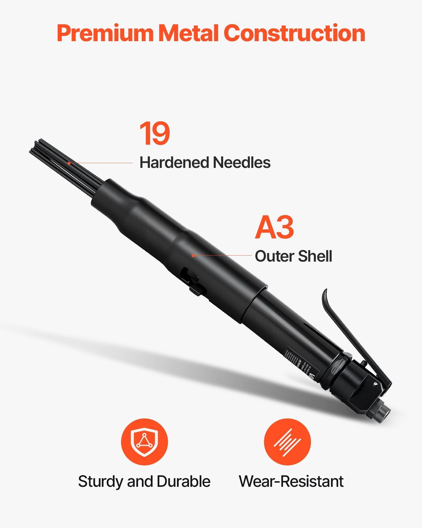 Air Needle Scaler, 3400BPM Pneumatic Scaler for Rust Paint Removal - with 3-Speed Adjustment, 19 Hardened V952-QDCCZSCXQZTXNTZDR002V0