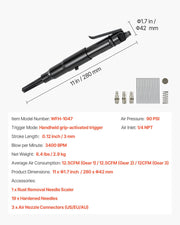 Air Needle Scaler, 3400BPM Pneumatic Scaler for Rust Paint Removal - with 3-Speed Adjustment, 19 Hardened V952-QDCCZSCXQZTXNTZDR002V0