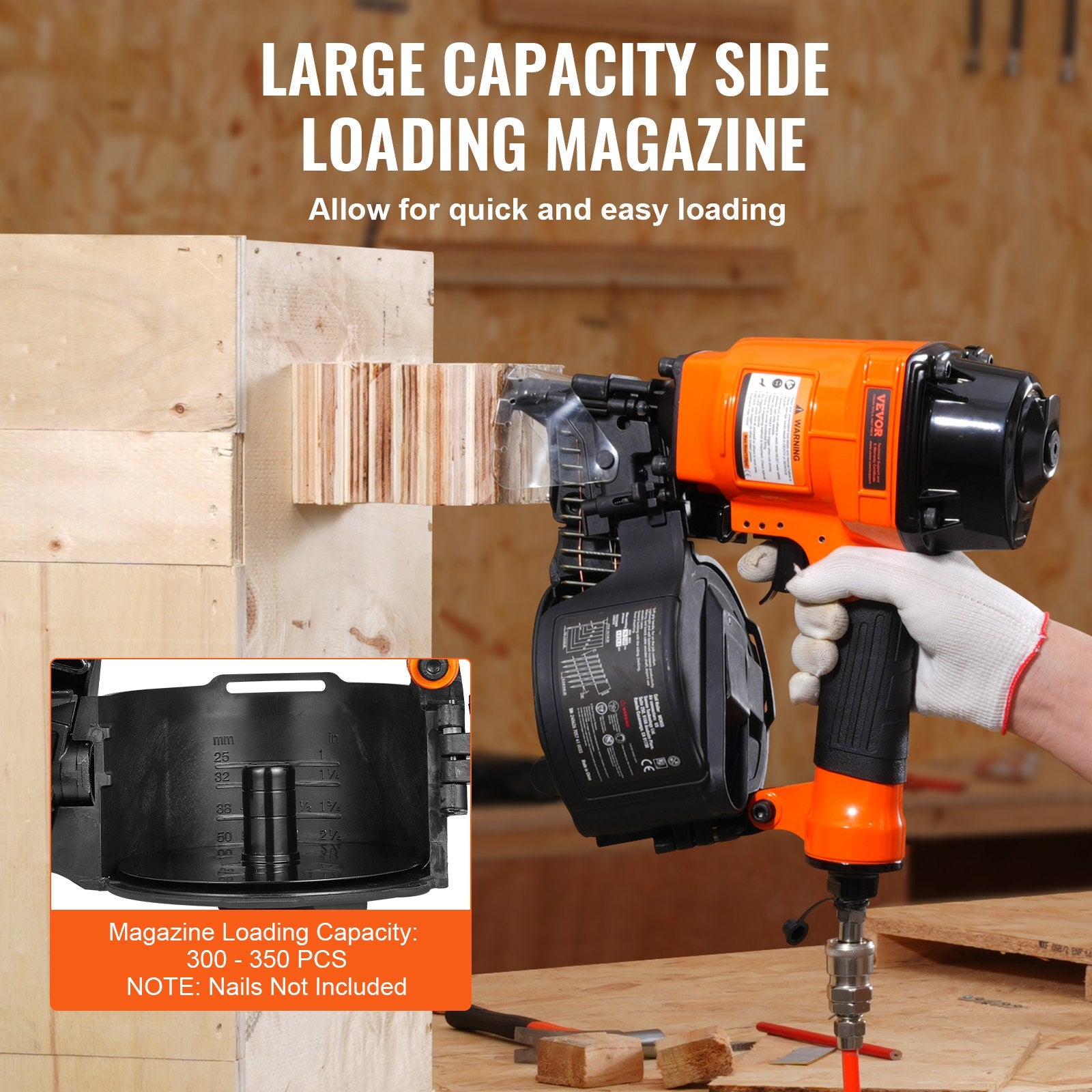 MCN55 Coil Siding Nailer 27mm to 57mm 15 Degree Pneumatic Nail Gun V952-QDJPDQ55RS00MRO9NV0