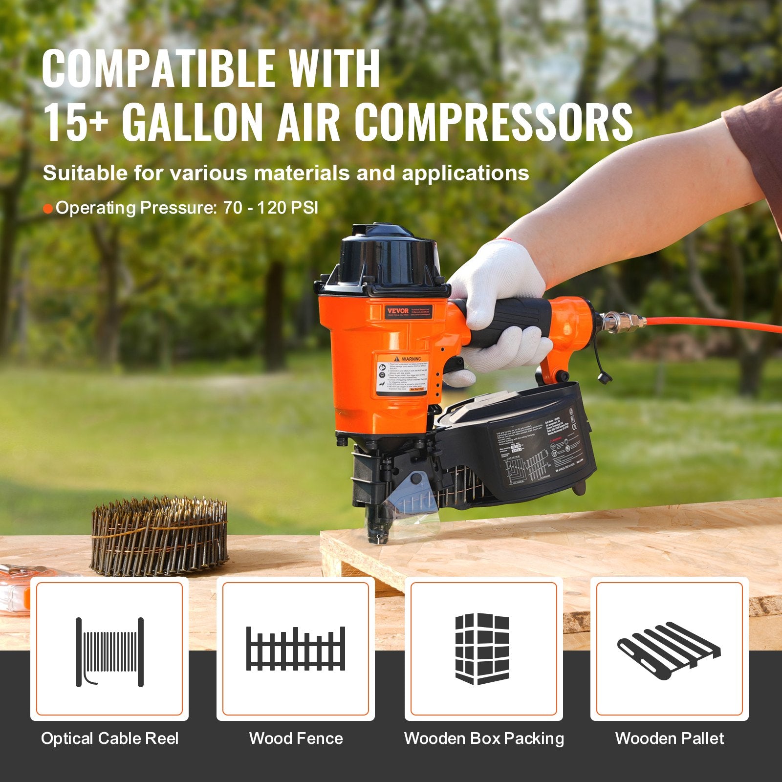MCN55 Coil Siding Nailer 27mm to 57mm 15 Degree Pneumatic Nail Gun V952-QDJPDQ55RS00MRO9NV0