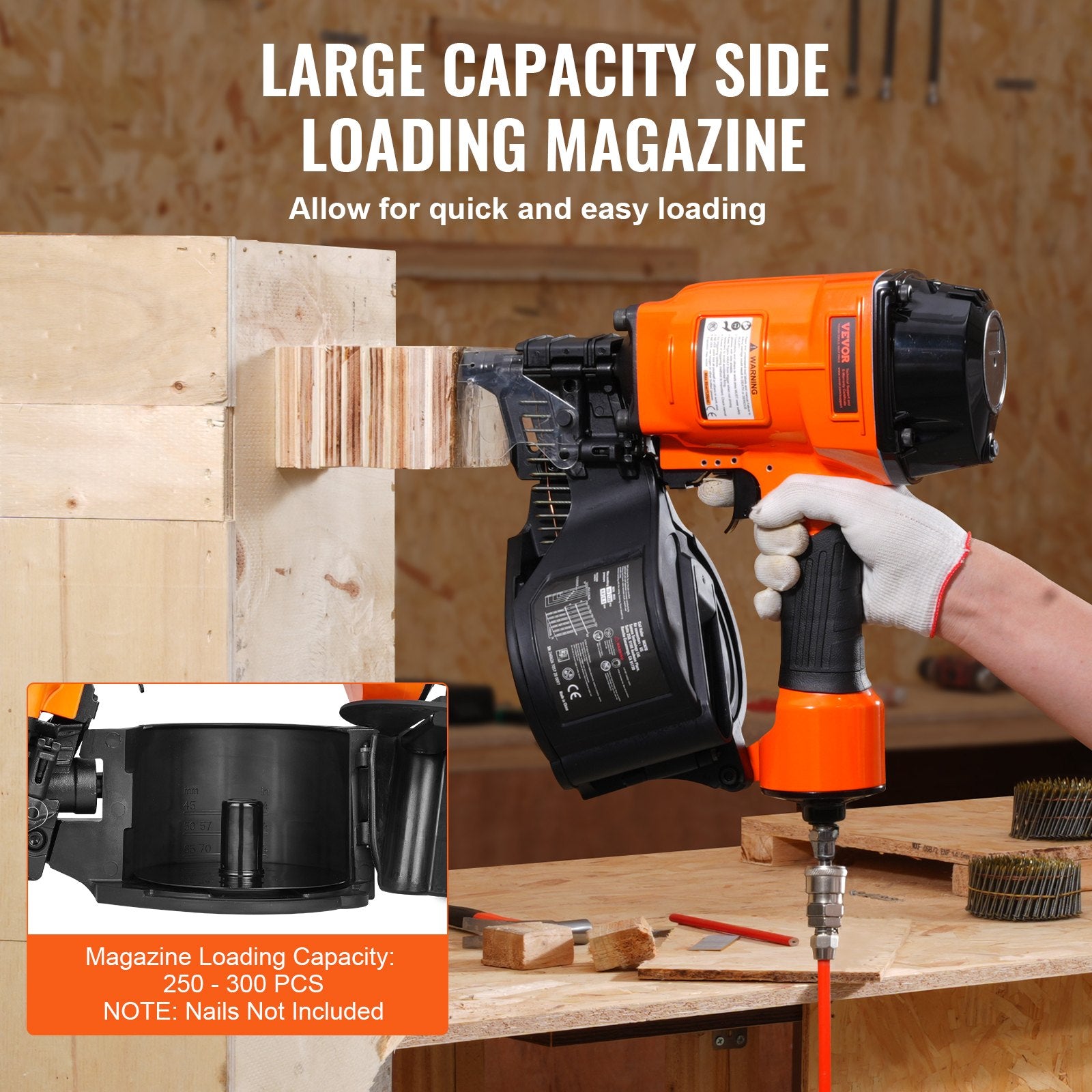 MCN70 Coil Siding Nailer 45mm to 70mm 15 Degree Pneumatic Nail Gun V952-QDJPDQ70RS00FV54OV0