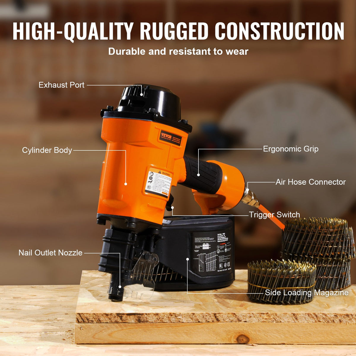MCN70 Coil Siding Nailer 45mm to 70mm 15 Degree Pneumatic Nail Gun V952-QDJPDQ70RS00FV54OV0