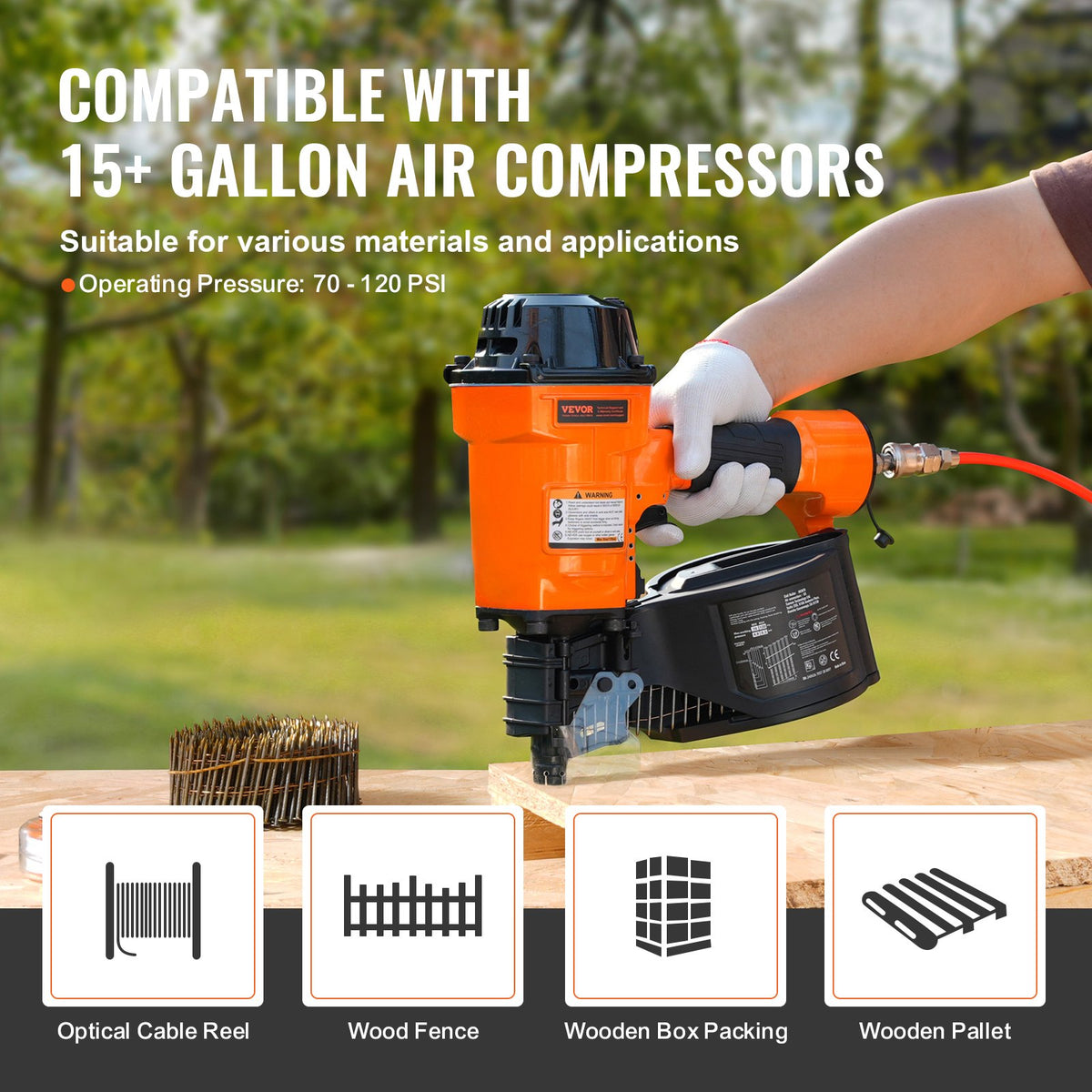 MCN70 Coil Siding Nailer 45mm to 70mm 15 Degree Pneumatic Nail Gun V952-QDJPDQ70RS00FV54OV0