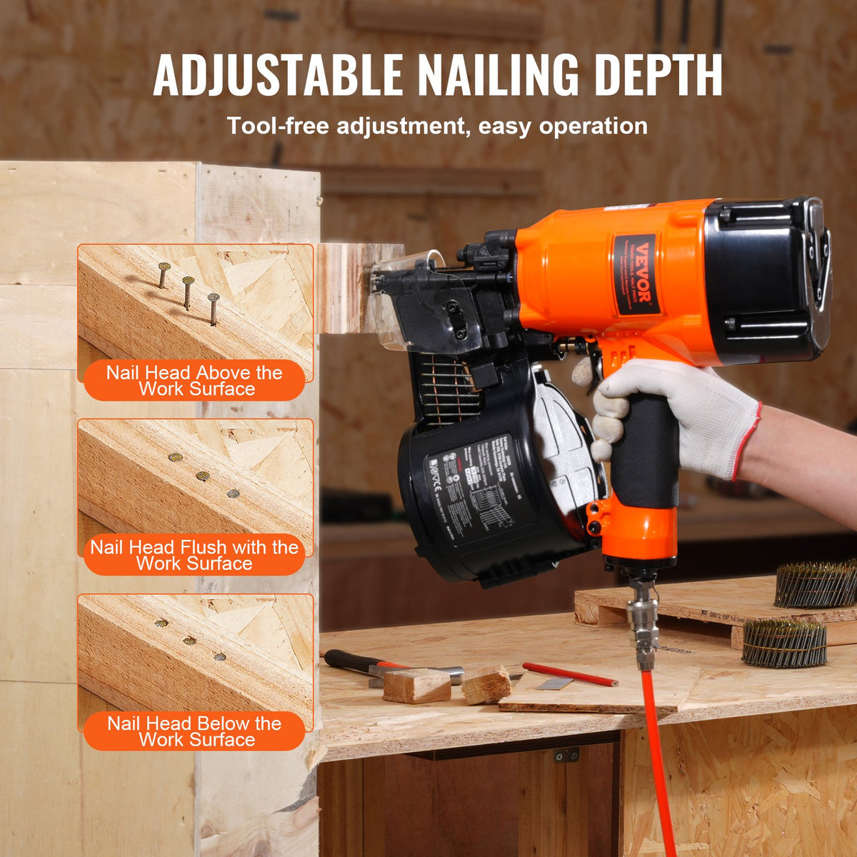 CN83N Coil Siding Nailer 50mm to 83mm 15 Degree Pneumatic Nail Gun V952-QDJPDQ83RS00B5D8LV0
