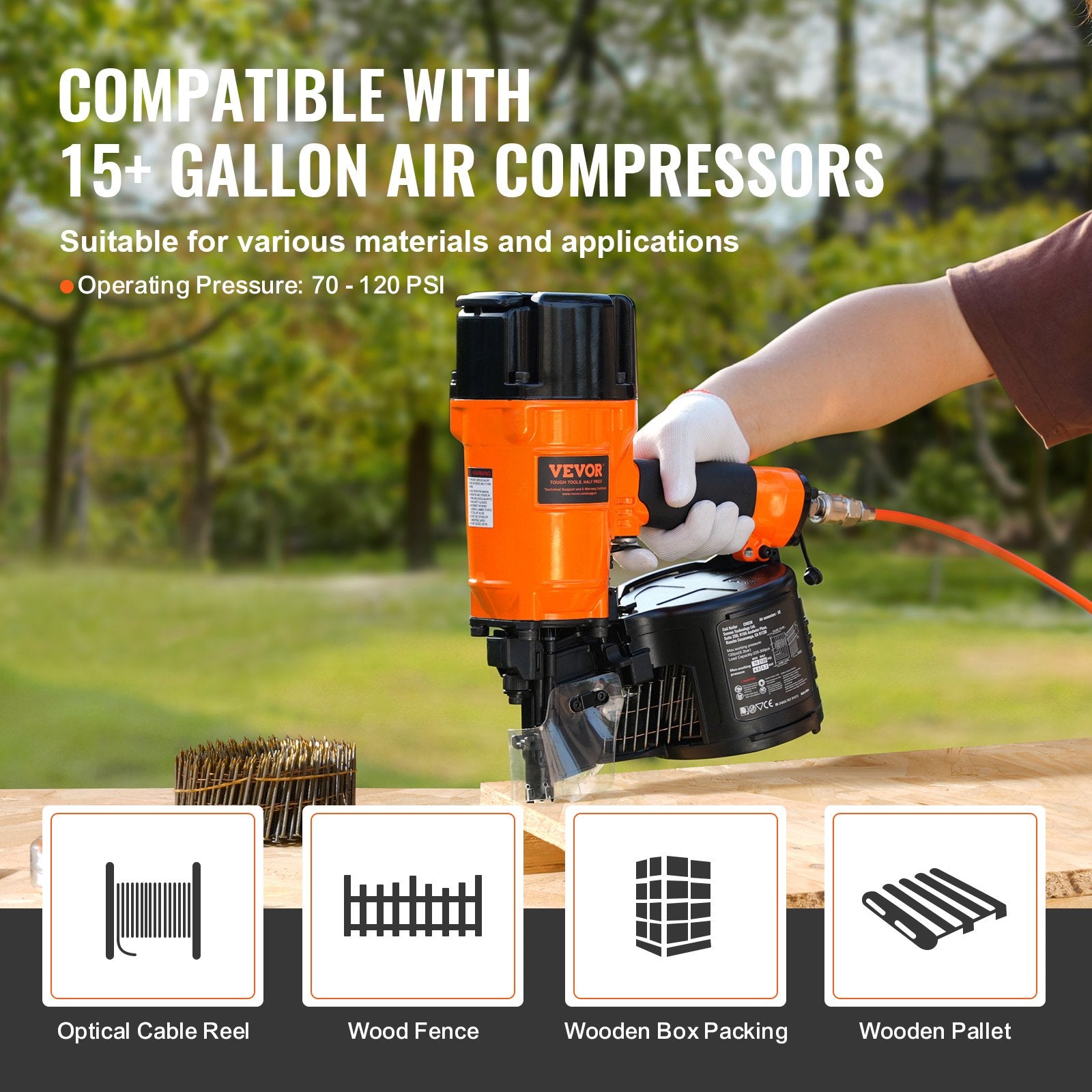 CN83N Coil Siding Nailer 50mm to 83mm 15 Degree Pneumatic Nail Gun V952-QDJPDQ83RS00B5D8LV0