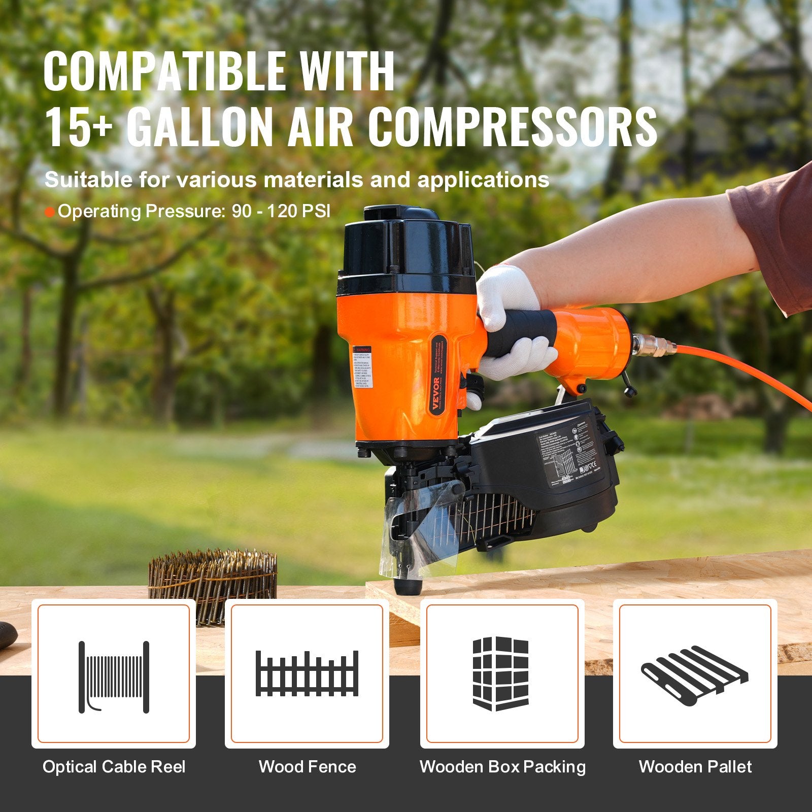MCN90 Coil Framing Nailer 45mm to 90mm 15 Degree Pneumatic Nail Gun V952-QDJPDQ90RS00AJ1WOV0