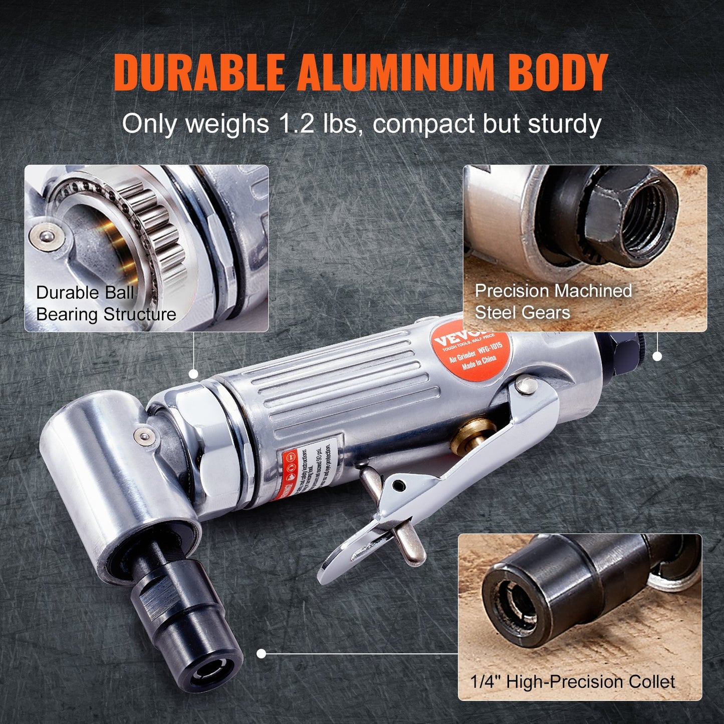 Air Angle Die Grinder, 1/4" Right Angle Die Grinder (20000RPM), Heavy Duty 90-Degree Angled Air Powered, V952-QDKMJRSJM000YRVBOV0