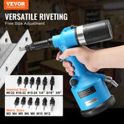 Pneumatic Air Riveter Heavy Duty Rivet Gun Tool Kit 13 Size Nose Pieces V952-QDLMDQMLMQWQ7NSEBV0