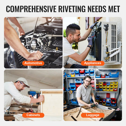 Pneumatic Air Riveter Heavy Duty Rivet Gun Tool Kit 13 Size Nose Pieces V952-QDLMDQMLMQWQ7NSEBV0