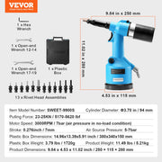 Pneumatic Air Riveter Heavy Duty Rivet Gun Tool Kit 13 Size Nose Pieces V952-QDLMDQMLMQWQ7NSEBV0