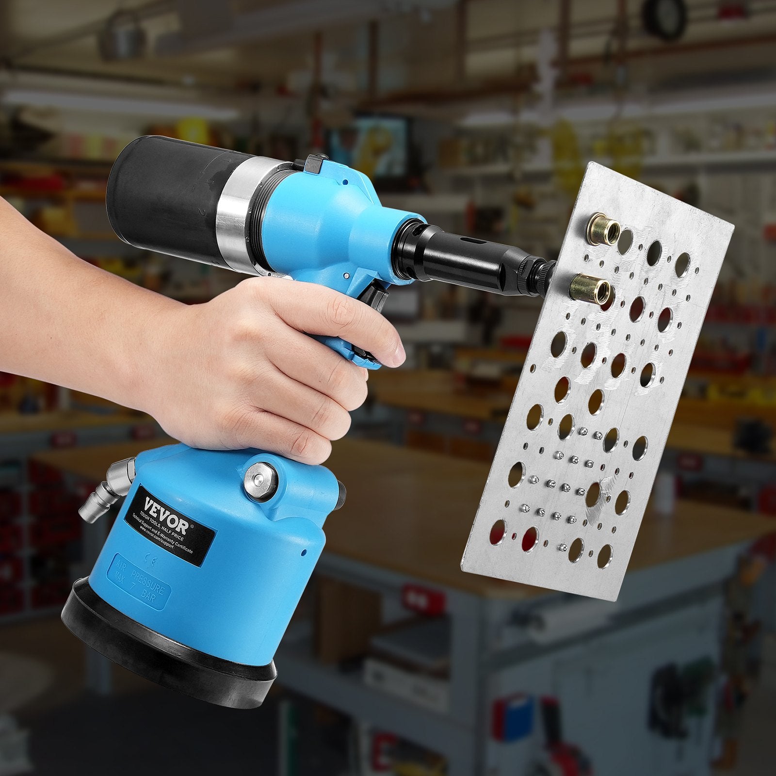 Pneumatic Air Riveter Heavy Duty Rivet Gun Tool Kit 13 Size Nose Pieces V952-QDLMDQMLMQWQ7NSEBV0