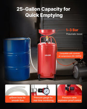 95L Waste Oil Drain Tank, Air Operated Portable Oil Drainer with Adjustable Funnel Height, Industrial Fluid V952-QDLSPYPJS25G11TPZ001V0