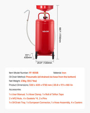 95L Waste Oil Drain Tank, Air Operated Portable Oil Drainer with Adjustable Funnel Height, Industrial Fluid V952-QDLSPYPJS25G11TPZ001V0