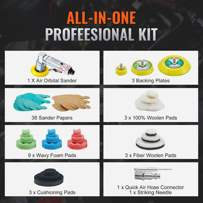 58PCS Air Sander Kit 1/2/3in Random Orbital Air Sander Polisher 15000r/min V952-QDPGJ123C0005YFA5V0
