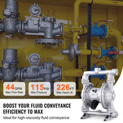Air Operated Double Diaphragm Pump, 44GPM, Max 115PSI Air Waste Oil Pneumatic Transfer Pump with 2 Extra V952-QDSQGMBLHJ15NT76JV0
