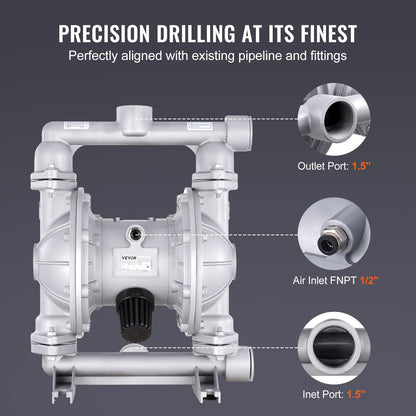 Air Operated Double Diaphragm Pump, 44GPM, Max 115PSI Air Waste Oil Pneumatic Transfer Pump with 2 Extra V952-QDSQGMBLHJ15NT76JV0