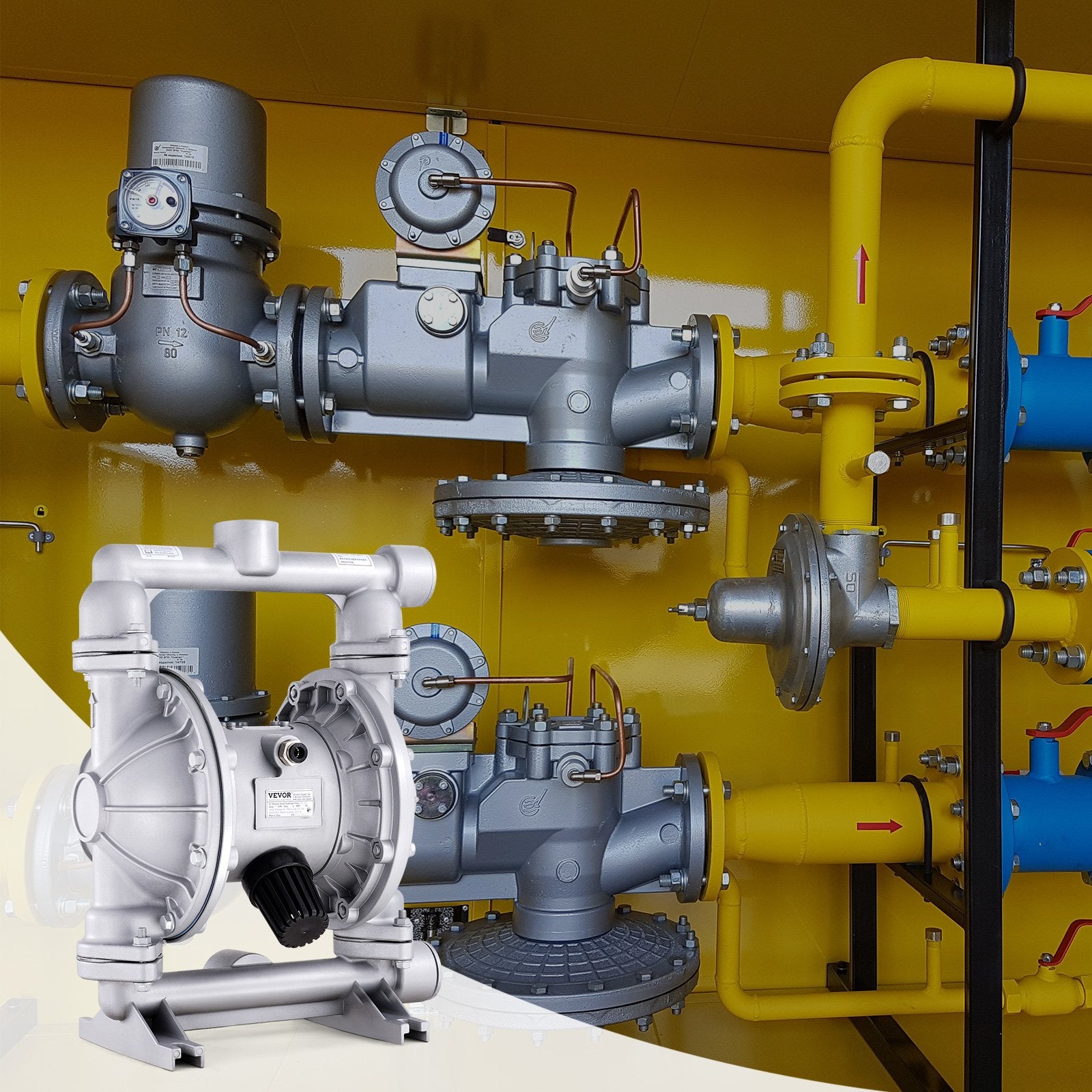 Air Operated Double Diaphragm Pump, 44GPM, Max 115PSI Air Waste Oil Pneumatic Transfer Pump with 2 Extra V952-QDSQGMBLHJ15NT76JV0