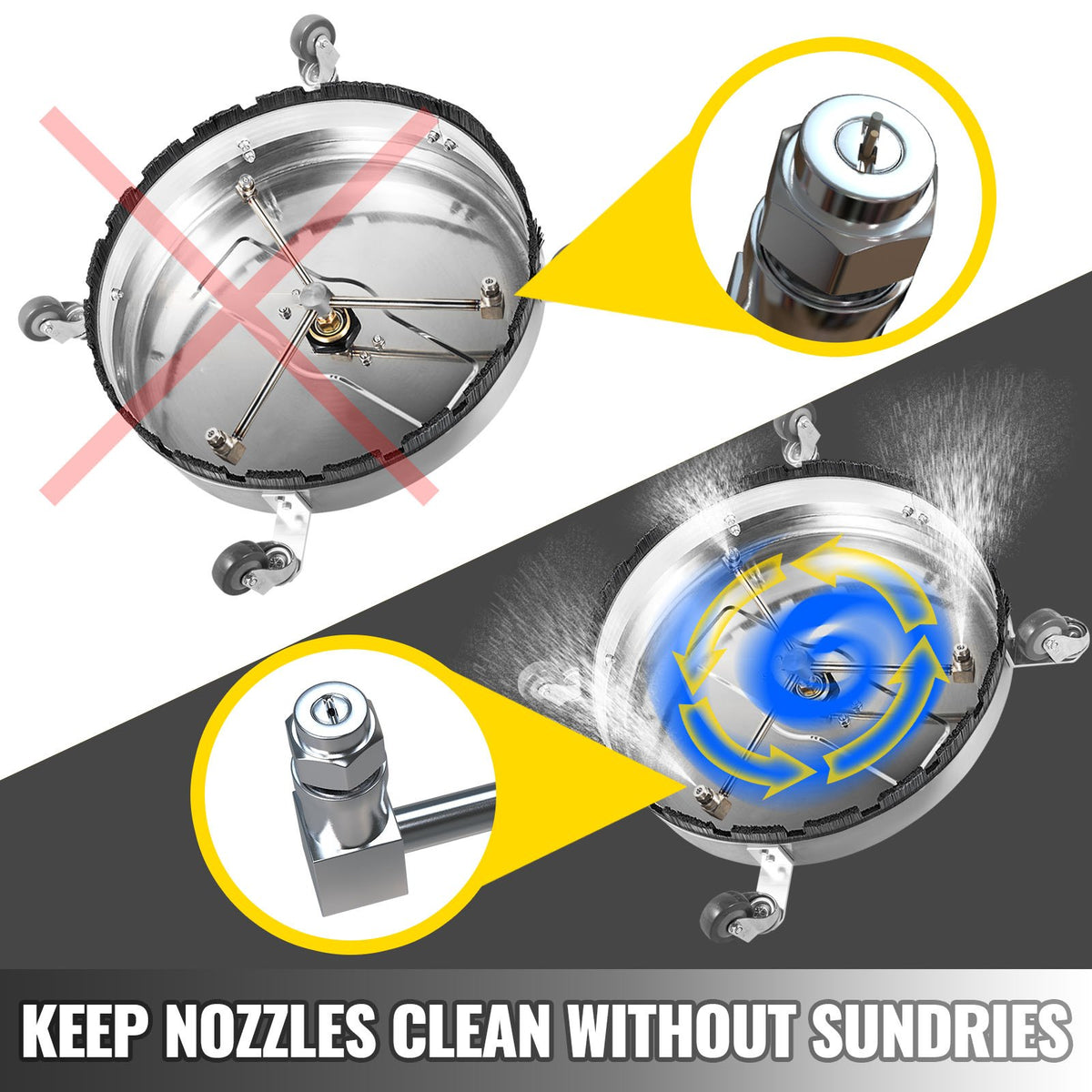 Surface Cleaner 20 inch Flat Surface Cleaner for Pressure Washer 4000psi Pressure with 3/8 Quick Connector V952-QDXDJ20CDJL000001V0
