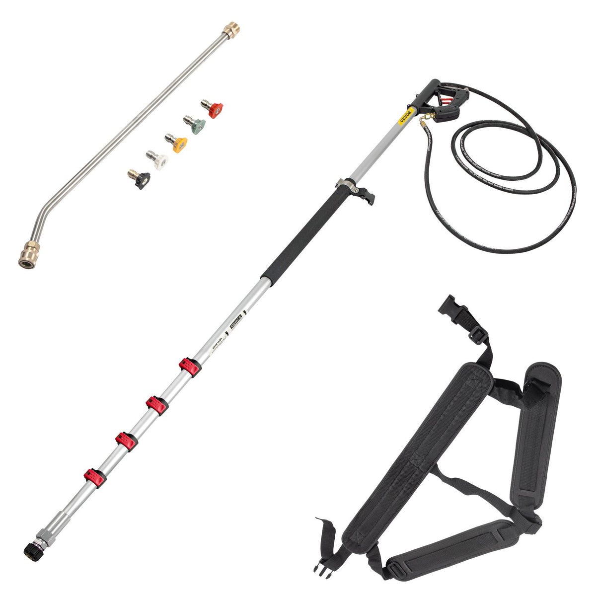 Telescoping Pressure Washer Wand, 20 ft 5-Section Length Adjustable, Max. 4000 PSI Fit for 3/8'' Quick V952-QDXDJYCHHZH20U9C6V0