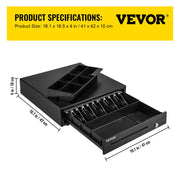 Cash Register Drawer, 16" 12 V, for POS System with 5 Bill 6 Coin Cash Tray, Removable Coin Compartment & 2 V952-QDXXJCTYCWC16LIA2V0