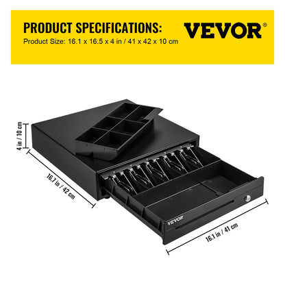 Cash Register Drawer, 16" 12 V, for POS System with 5 Bill 6 Coin Cash Tray, Removable Coin Compartment & 2 V952-QDXXJCTYCWC16LIA2V0