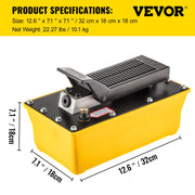 Air Hydraulic Pump, 10,000 PSI Hydraulic Foot Pump, 0.6 Gal Reservoir Foot Operated Air/Hydraulic Pump, with V952-QDYYBHSBD2.3L9FR9V0