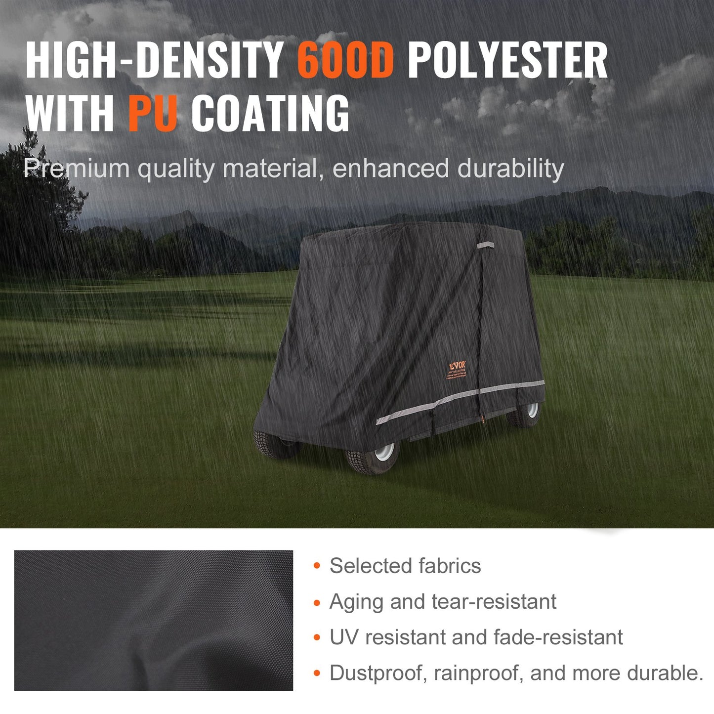 4 Passenger Golf Cart Cover, 600D Polyester Full Cover, Universal Fits for Most Brand Club Car Covers, V952-QFBSGEFCZGMD5CKQGV0