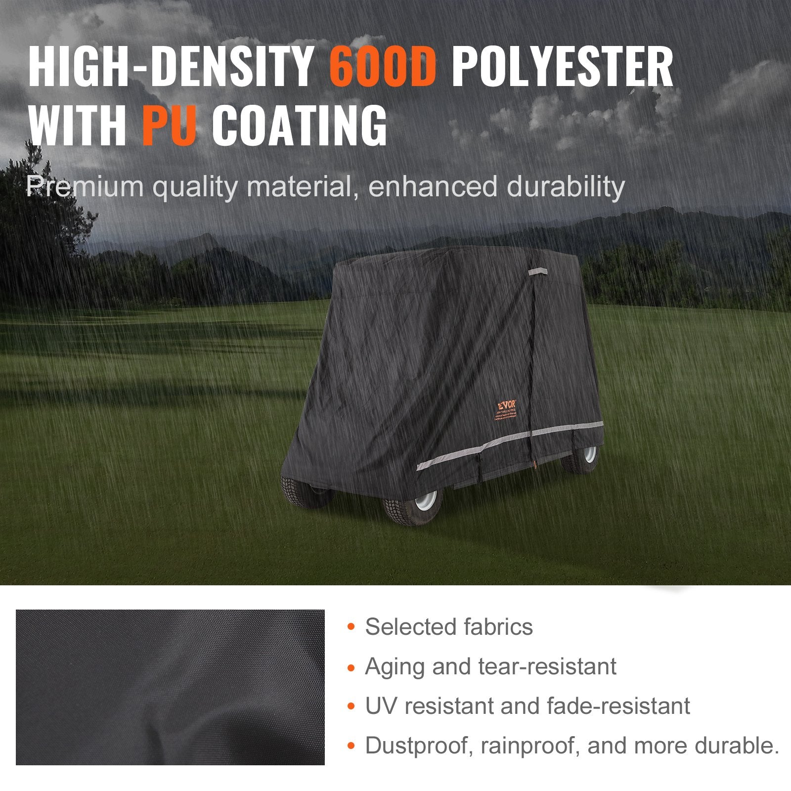 4 Passenger Golf Cart Cover, 600D Polyester Full Cover, Universal Fits for Most Brand Club Car Covers, V952-QFBSGEFCZGMD5CKQGV0