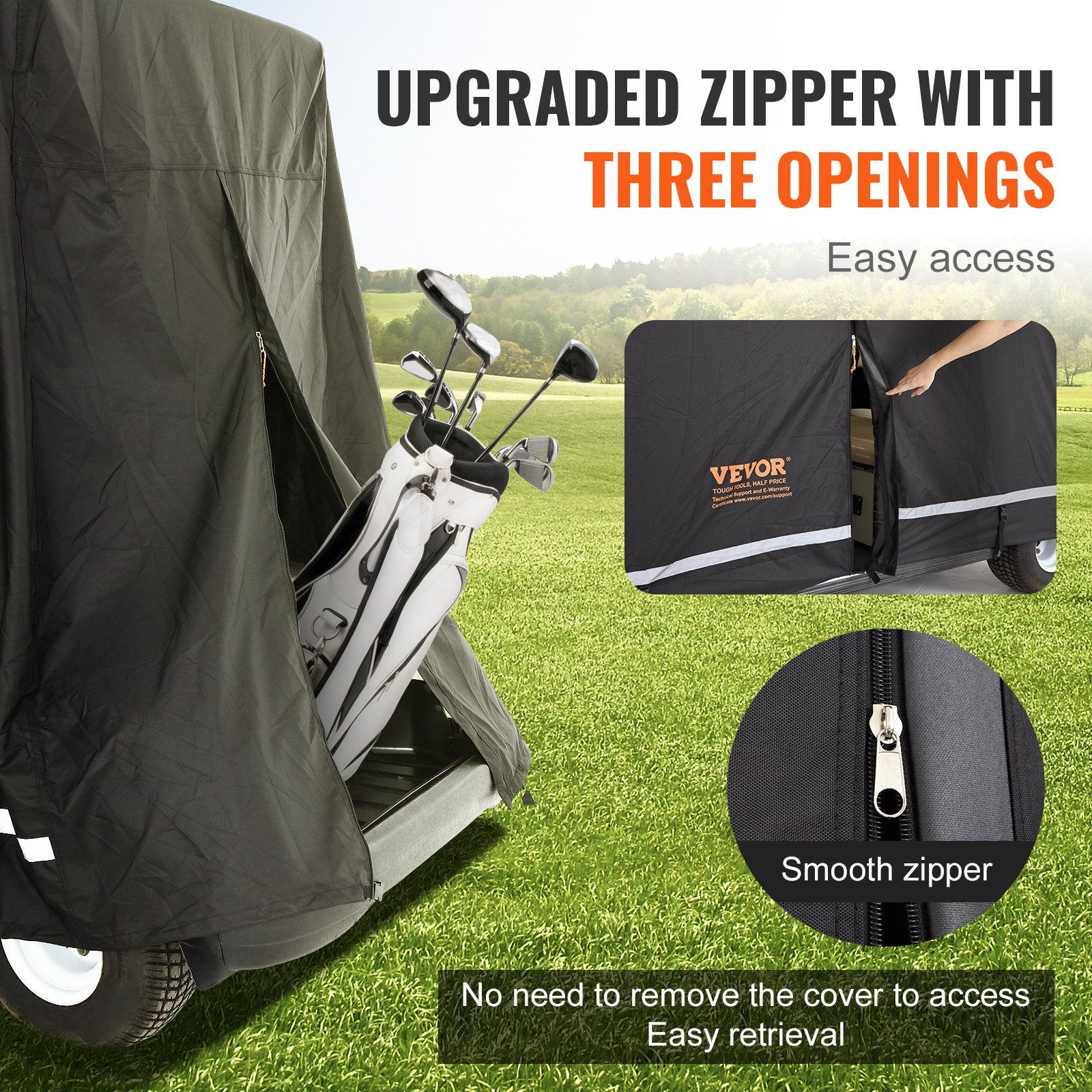 4 Passenger Golf Cart Cover, 600D Polyester Full Cover, Universal Fits for Most Brand Club Car Covers, V952-QFBSGEFCZGMD5CKQGV0