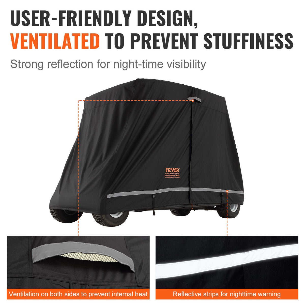 4 Passenger Golf Cart Cover, 600D Polyester Full Cover, Universal Fits for Most Brand Club Car Covers, V952-QFBSGEFCZGMD5CKQGV0