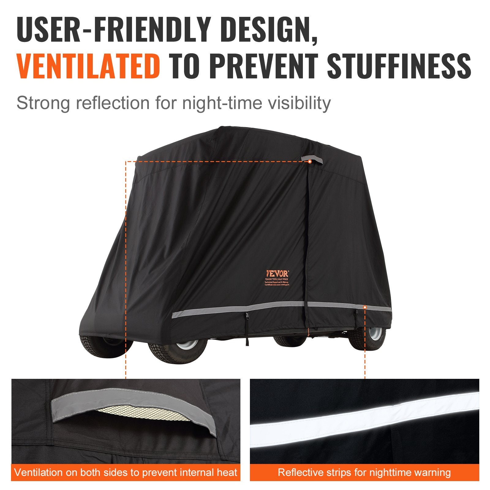 4 Passenger Golf Cart Cover, 600D Polyester Full Cover, Universal Fits for Most Brand Club Car Covers, V952-QFBSGEFCZGMD5CKQGV0