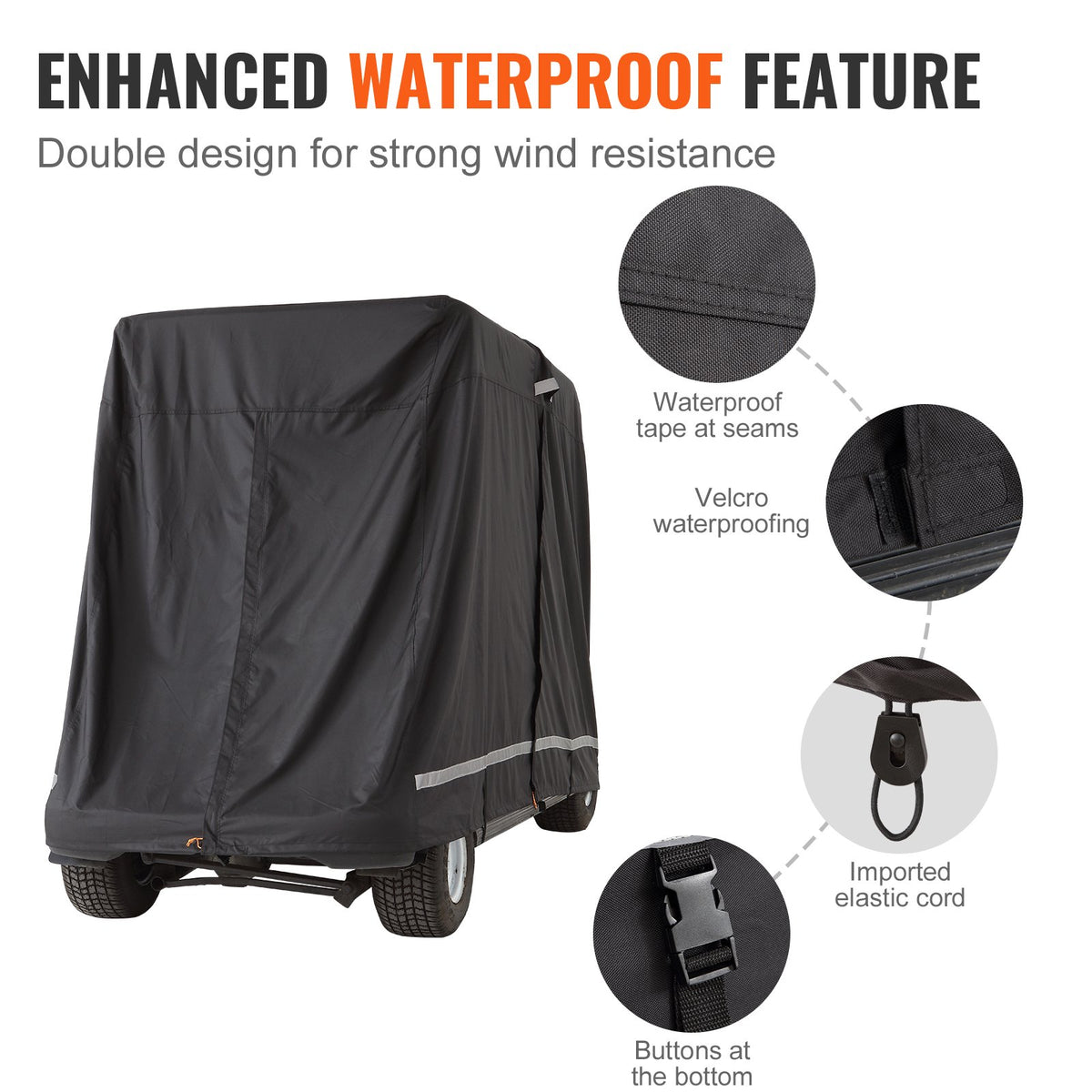 4 Passenger Golf Cart Cover, 600D Polyester Full Cover, Universal Fits for Most Brand Club Car Covers, V952-QFBSGEFCZGMD5CKQGV0