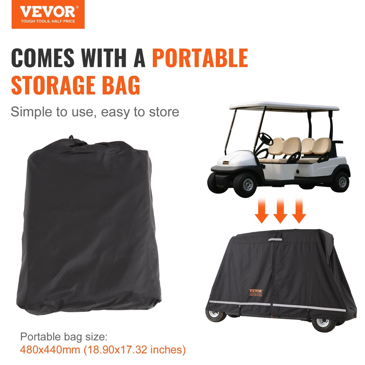 4 Passenger Golf Cart Cover, 600D Polyester Full Cover, Universal Fits for Most Brand Club Car Covers, V952-QFBSGEFCZGMD5CKQGV0