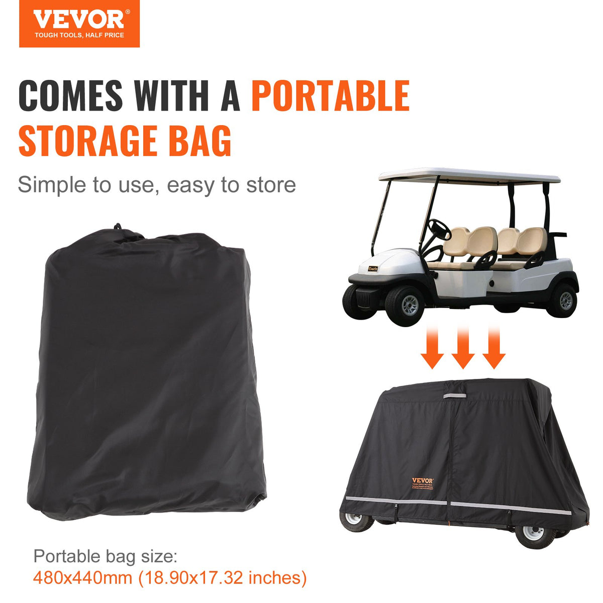 4 Passenger Golf Cart Cover, 600D Polyester Full Cover, Universal Fits for Most Brand Club Car Covers, V952-QFBSGEFCZGMD5CKQGV0