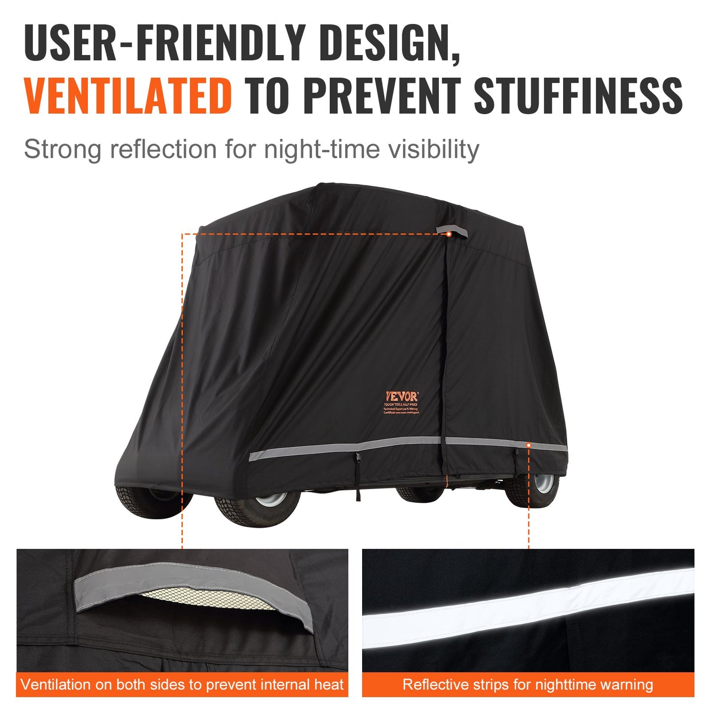 4 Passenger Golf Cart Cover 600D Polyester Waterproof Cover Universal Fits V952-QFBSGEFCZGMD7Y5A6V0