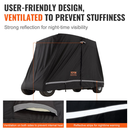 4 Passenger Golf Cart Cover 600D Polyester Waterproof Cover Universal Fits V952-QFBSGEFCZGMD7Y5A6V0