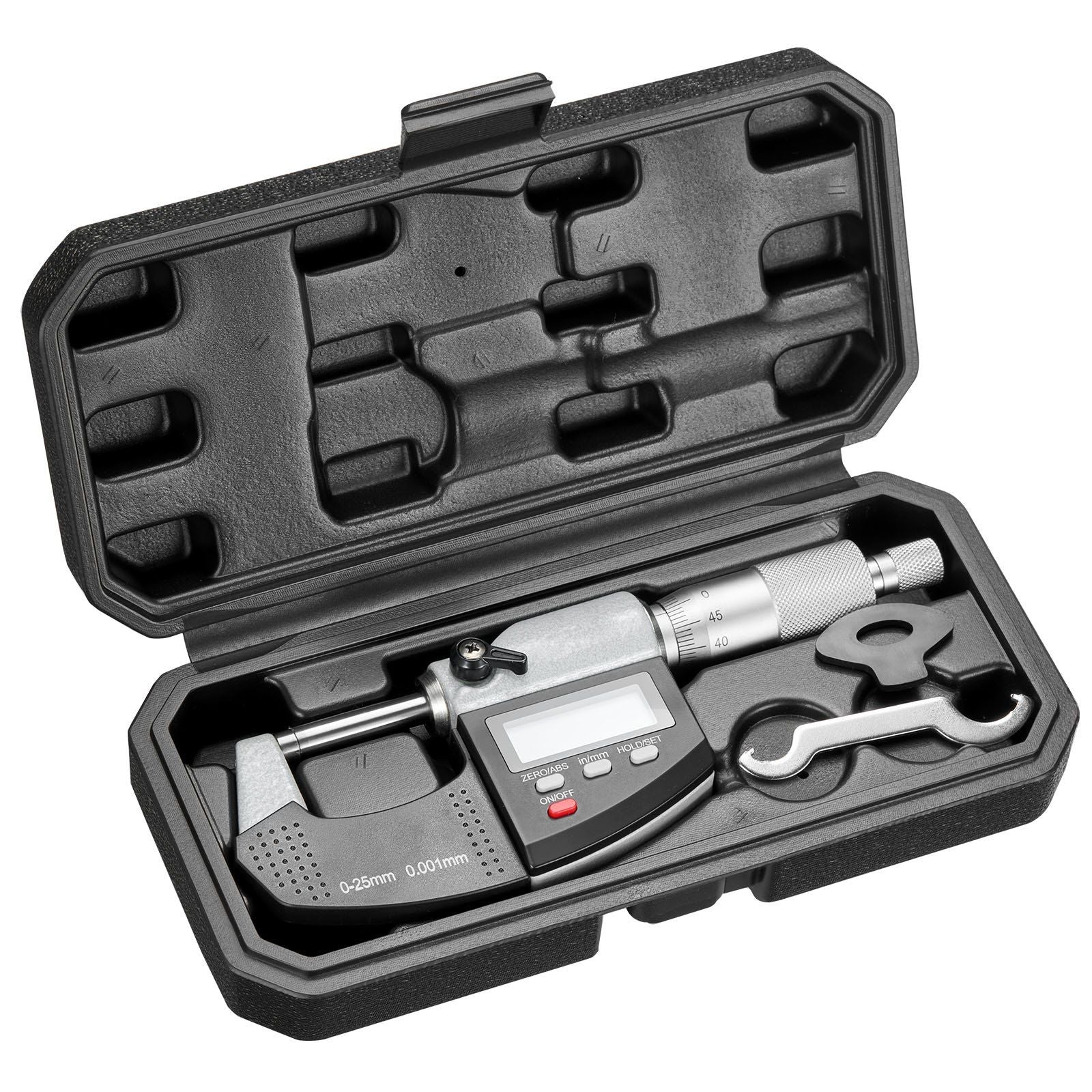 Micrometer Set, Digital Outside Micrometer 0-25.4 mm Measuring Range, 0.001 mm Resolution, Ultra-Precision V952-QFCTZWJQFC01PF0V5001V9