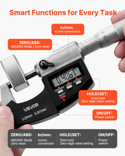 Micrometer Set, Digital Outside Micrometer 0-25.4 mm Measuring Range, 0.001 mm Resolution, Ultra-Precision V952-QFCTZWJQFC01PF0V5001V9