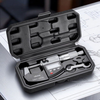 Micrometer Set, Digital Outside Micrometer 0-25.4 mm Measuring Range, 0.001 mm Resolution, Ultra-Precision V952-QFCTZWJQFC01PF0V5001V9