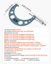 4 PCS Micrometer Set, 0-1/1-2/2-3/3-4 in Machinist Outside Micrometer, Ultra-Precision Accuracy, Professional V952-QFCTZWJQFC04NF184001V0