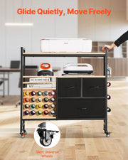 Rolling Craft Cart and Storage Table with 20 Vinyl Roll Holders 3 Drawers Black V952-QGJZHSMABGFB20V46V0