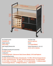 Rolling Craft Cart and Storage Table with 20 Vinyl Roll Holders 3 Drawers Black V952-QGJZHSMABGFB20V46V0