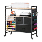 Rolling Craft Cart and Storage Table with 20 Vinyl Roll Holders 3 Drawers Black V952-QGJZHSMABGFB20V46V0