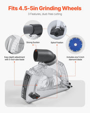 Cutting Dust Shroud for Angle Grinders, 100-125 mm Angle Grinder Dust Shroud with 6 Clamping Washers & 125 mm V952-QGKFCZQGKTMXX8UN9001V0