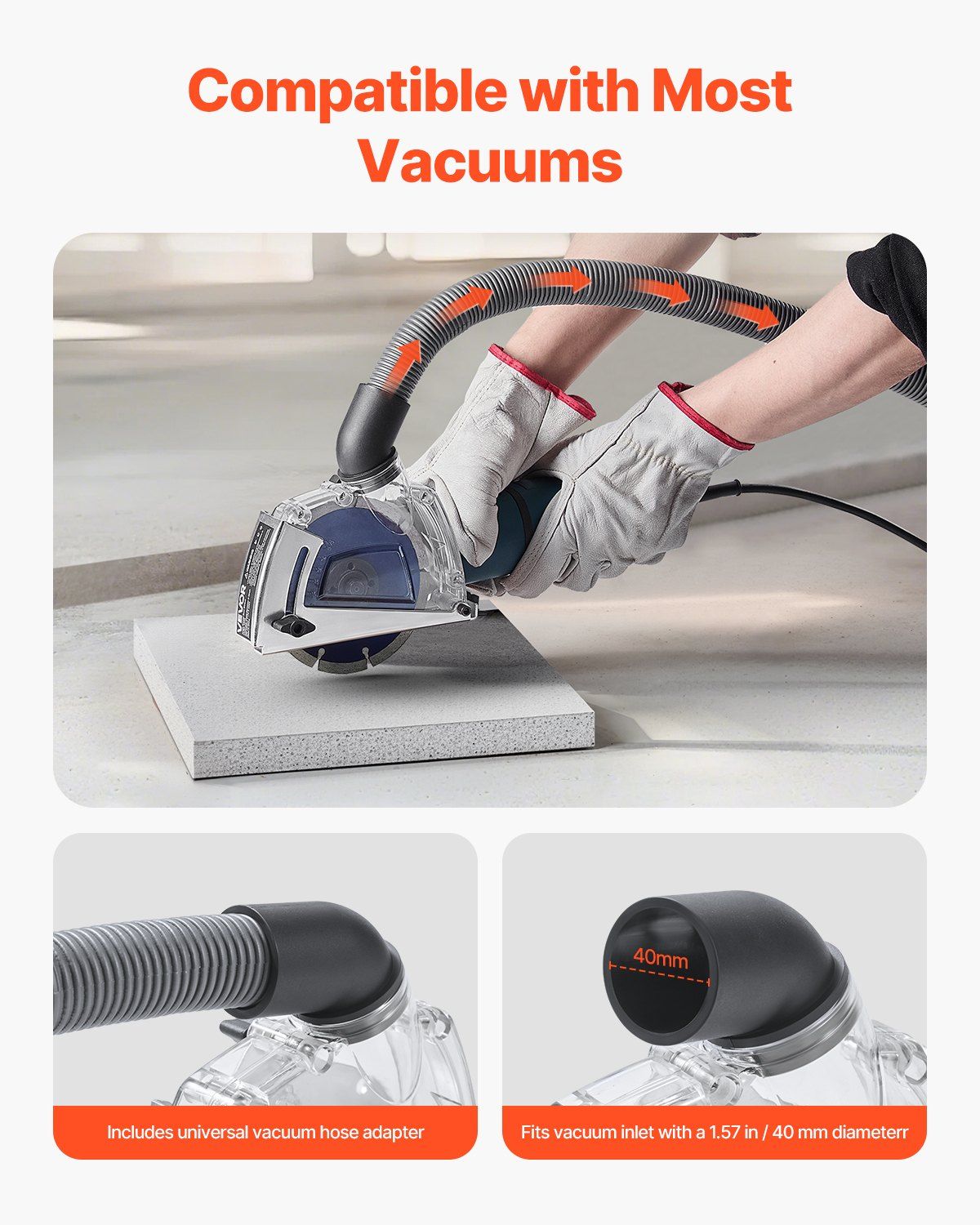 Cutting Dust Shroud for Angle Grinders, 100-125 mm Angle Grinder Dust Shroud with 6 Clamping Washers & 125 mm V952-QGKFCZQGKTMXX8UN9001V0