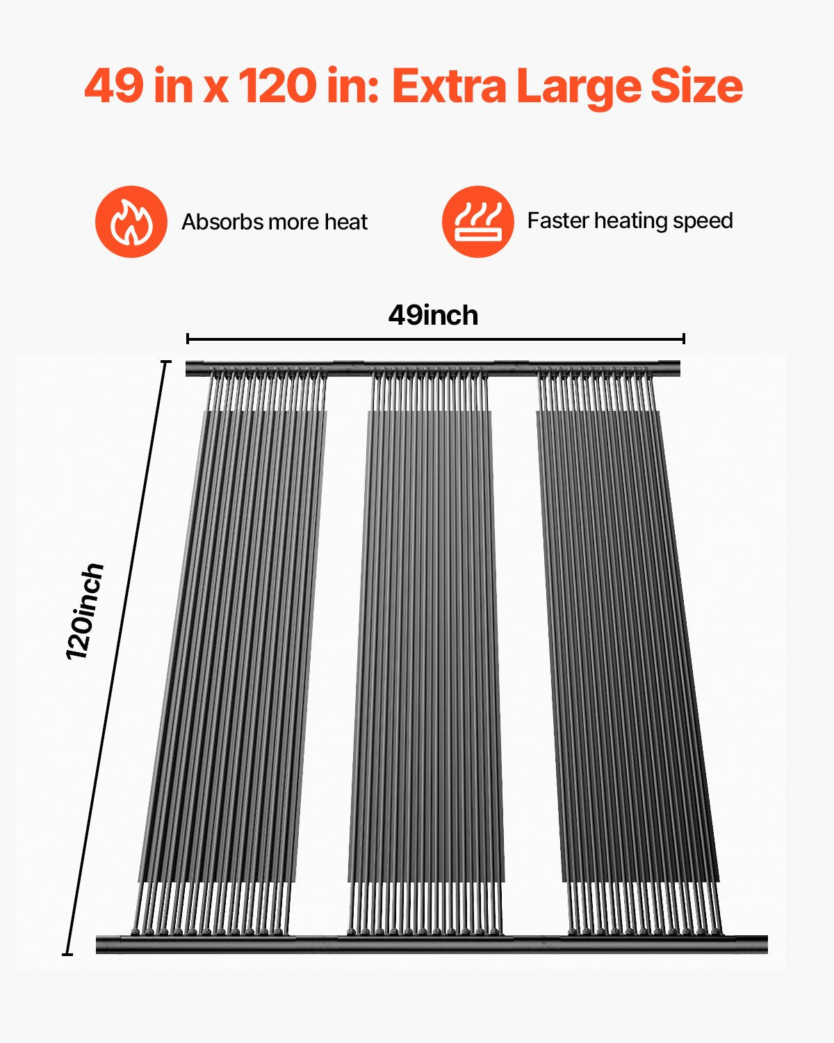 Solar Pool Heater 1235 x 3100mm Aboveground & Inground Pool Heating System V952-QGKWX1J48120ANXOP001V0