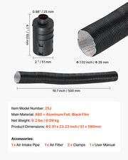 Diesel Heater Intake Pipe Kit, 25mm Car Air Parking Heater Ducting Pipe Hose Tube, Stretchable & Bendable Car V952-QGPJJQGJQGTJ0XPWS001V0