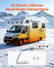 Exhaust Hose, 600mm Diesel Heater Flexible Exhaust Pipe, Stainless Steel Exhausts Hoses with 2 Hose Clamps, V952-QGPJPQGPQGYTD0MSU001V0