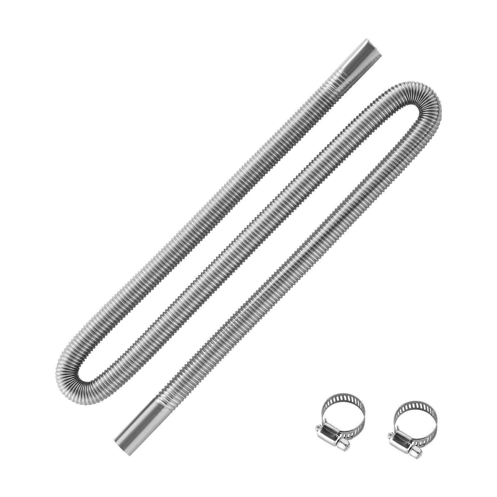 Exhaust Hose, 1490mm Stainless Steel Exhausts Hose, Diesel Heater Flexible Exhaust Pipe with 2 Hose Clamps, V952-QGPJPQGPQGYTIZR3A001V0