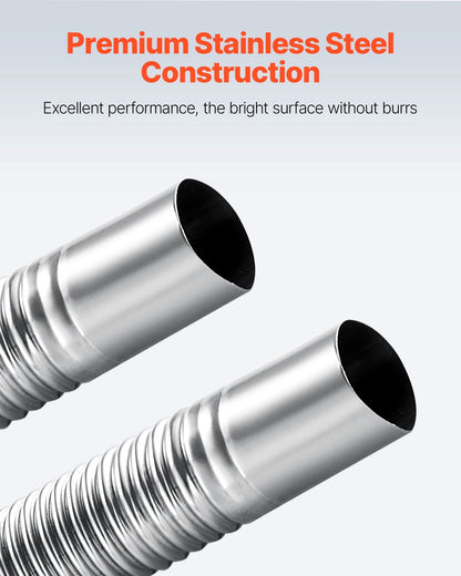 Exhaust Hose, 3000mm Stainless Steel Exhausts Hose, Diesel Heater Flexible Exhaust Pipe with 2 Hose Clamps, V952-QGPJPQGPQGYTJDRNG001V0